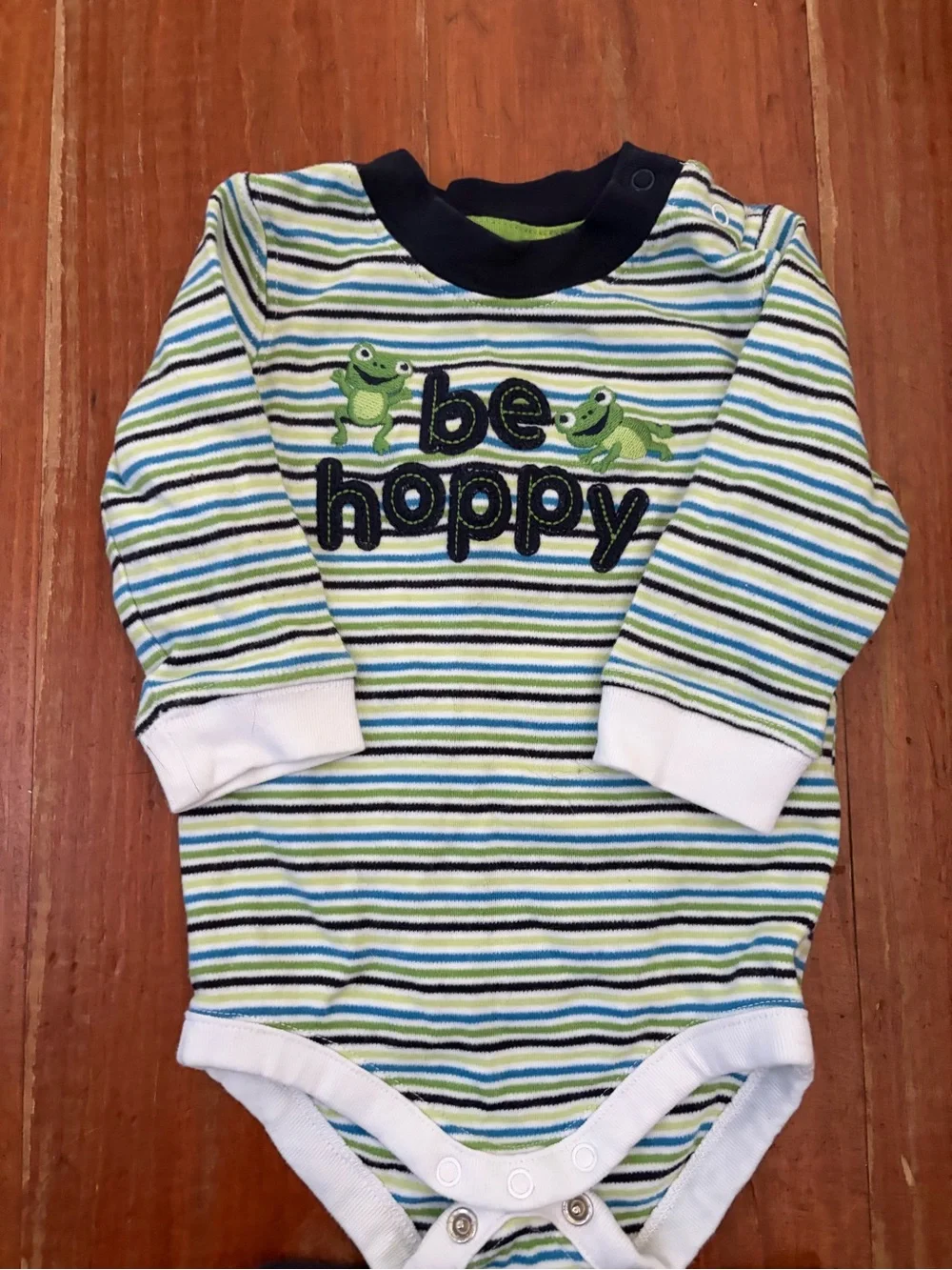 Gymboree Striped Green & Blue Bodysuit with Dark Denim Jeans